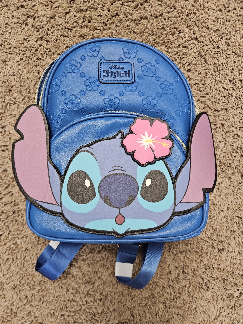 Disney STITCH small Blue Character Backpack with Pink Flower